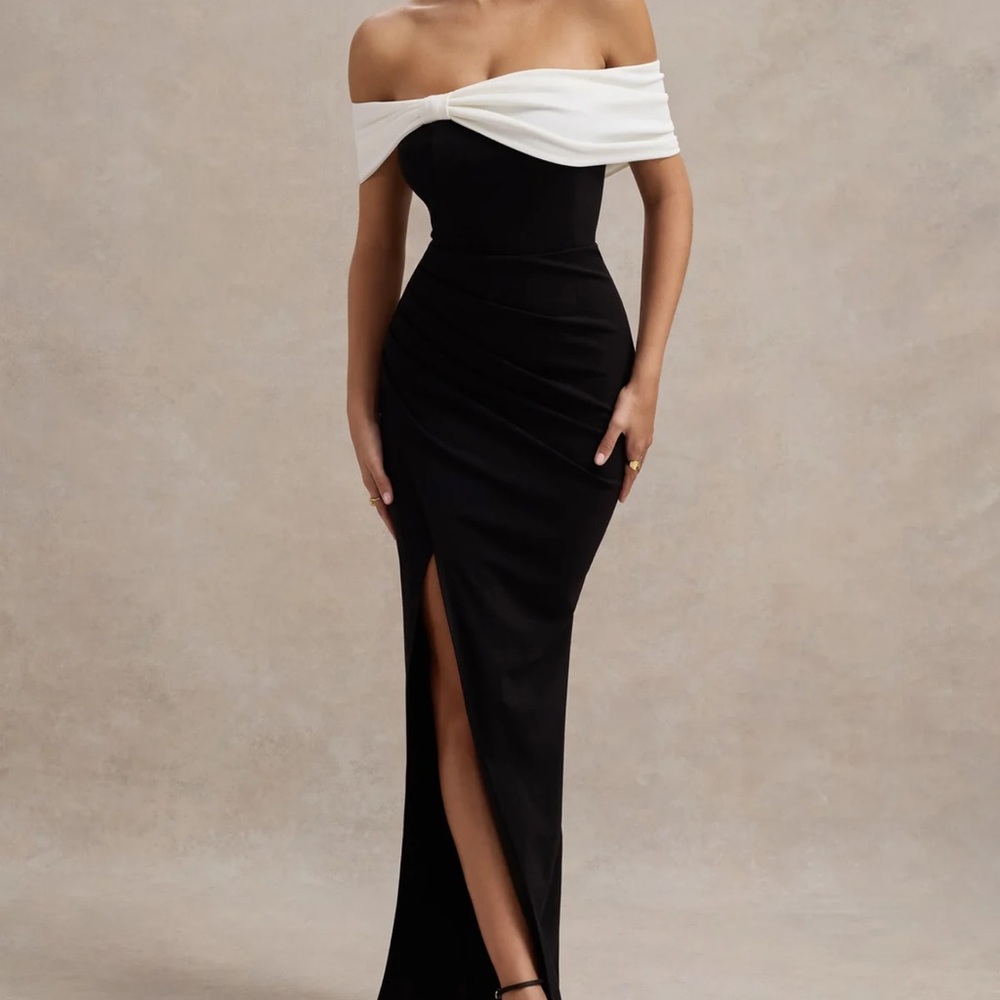 Club L London Strapless Black and White Dress